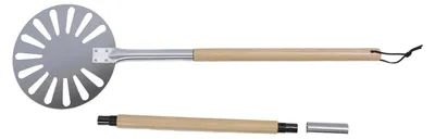 Image de 9 Inch Pizza Turning Peel Lightweight Stainless Steel Perforated Pizza Peel Metal Pizza Turner Peel with 2 Wooden Long Handle