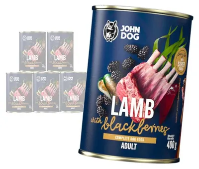 Zdjęcie produktu dla John Dog Berry ADULT JAGNIĘCINA z jeżynami 6x 400g - Mokra Karma dla psów, 96% mięsa
