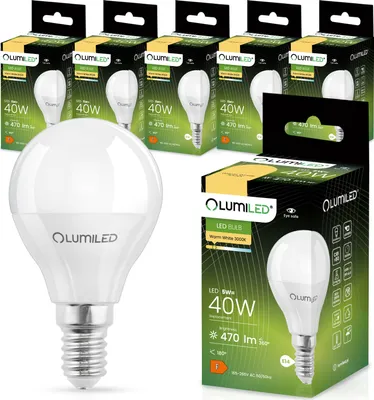 Produktbild von LUMILED LED Lampen E14 P45 5W ersetzt 40W 6 Stück 470lm 3000K Warmweiß 180° 230V Birne Leuchtmittel Tropfenform Kugel