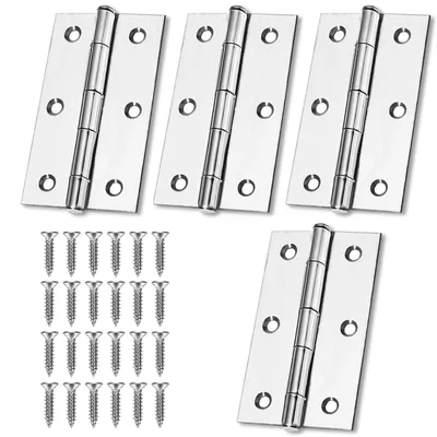 Produktbild von Klavierband Scharnier - 75 x 50 mm - Edelstahl - 4 Stück - Mit 24 Schrauben - Für Schränke und Kisten