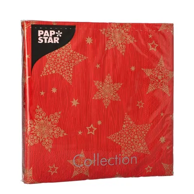 Obrázek produktu pro Papstar Christmas Shine ubrousky červené 3-vrstvé 33x33cm 20 kusů