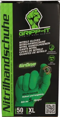 Zdjęcie produktu dla Rękawiczki nitrylowe Gripp-It, zielone, rozmiar XL (10) – 50 sztuk