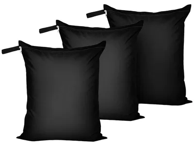 3 wasserdichte Wäschesäcke, schwarz, 50x60 cm, mit Reißverschluss