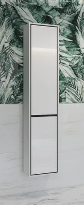 Obrázek produktu pro Vysoká koupelnová skříňka 35 cm AMPHION - bílá / černá