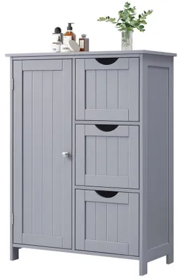 Immagine prodotto di Mobiletto da bagno con 3 cassetti e ripiano regolabile | Grigio | 60,1 x 30,1 x 80,1 cm