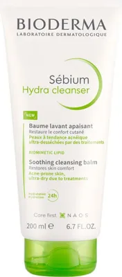 A white tube of Bioderma Sebium Hydra Cleanser with a green cap.