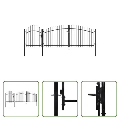 Obrázek produktu pro The Living Store zahradní brána ocelová 1,5x4 m černá