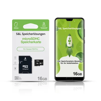 Produktbild von microSD Speicherkarte S&L für Huawei P20 Pro - Speicherkapazität: 16 GB