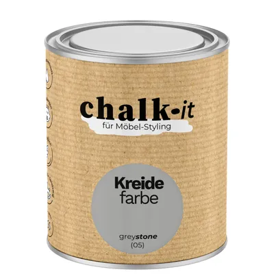 Produktbild von Kreidefarbe Chalk-it (05) Grey Stone 0,75L Shaby Chic Möbel Holzlack Natur Vintage Möbellack