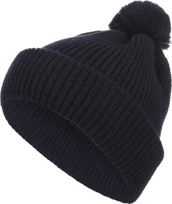 Produktbild von FRIESEN Friesennerz Uni Pudelmütze "Skat mit dem Klabautermann" aus 100% Schurwolle - Wollmütze Strickmütze für Damen und Herren in Marine Blau