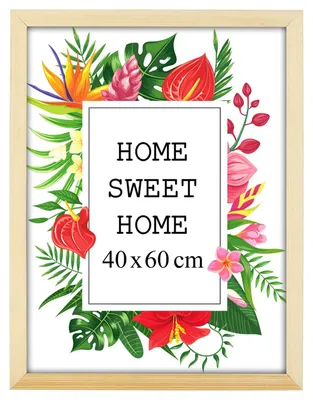 Obrázok produktu pre MG Design, prírodný rám na obrázky, 40 x 60 cm – vyrobený z prírodného dreva s akrylsklom, určený na zavesenie aj na postavenie, vhodný na fotografie, plagáty a puzzle