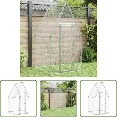 Imagen del producto de La tienda Living Store ofrece una jaula para gallinas, color plateado, de 100x100x190 cm, fabricada en acero galvanizado
