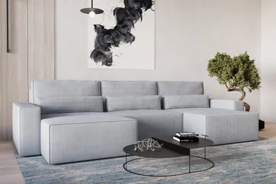 Produktbild von MOEBLO Wohnlandschaft DENVER U MINI , aus Cord, Couch Cord für Wohnzimmer Schlafsofa Sofagarnitur Sofa Eckcouch U-Form Cordstoff, Eckcouch Wohnlandschaft Sofa mit Ottomane Eckgarnitur Polsterecke mit Schlaffunktion und Bettkasten - Hellgrau - Poso 110