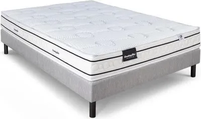 Image de Ensemble Matelas Sommier Dunlopillo Lavande, 140x190 cm, Latex Naturel, 21 cm, 7 Zones, Fabriqué en France