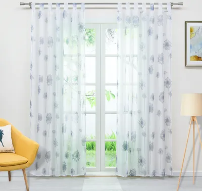 Produktbild von Joyswahl Vorhang Voile Gardinen (1 St) mit Löwenzahnmuster Schlaufen halbtransparent Schlafzimmer Wohnzimmer HxB 225x140cm