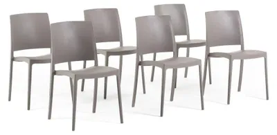 Produktbild von Stapelbare Stühle wetterfest - Set von 6 - Polypropylen mit Glasfaser - Pflegeleicht - Modernes Design