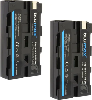 Produktbild von 2x Akku + LCD Lader für Sony NP-F550 NP-F330 F550 F730 F770 F930 F970 2400 mAh