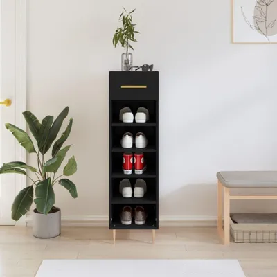 Produktbild von Schuhschrank zur Aufbewahrung, schwarz, 30 x 35 x 105 cm, aus Holzwerkstoff