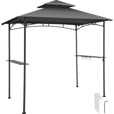 Obrázek produktu pro tectake® Grilový altán odolný proti povětrnostním vlivům, s UV ochranou, ocel, antracitová barva, 240 x 150 x 250 cm, 2 odkládací police