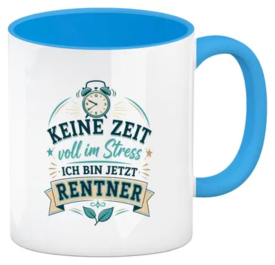 Produktbild von Kaffeebecher in hellblau Rentner - Kaffeetasse zum Ruhestand Mit Spruch: Keine