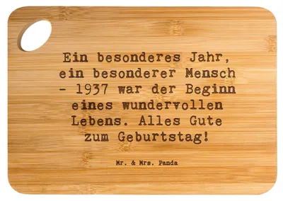 Produktbild von Mr. & Mrs. Panda schneidbrett Spruch 1937 Geburtstag - Transparent - Geschenk, Holzbrett, Frühstücksbrett, Geburtsjahr, Erinnerung, Schneidebrett, alles Gute zum