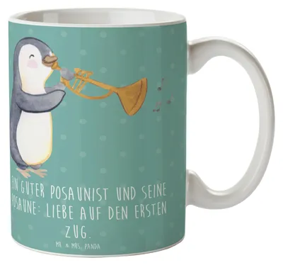 Produktbild von Mr. & Mrs. Panda Kaffeetasse Posaune Liebe - Meeresbrise - Geschenk, Keramiktasse, Instrument, Orchester, Musikerspruch, Musikerwitz, haferl, Lernen, bedruckt, Musiker