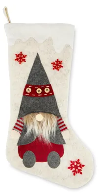Weihnachtsstrumpf mit Wichtel, 47,8 x 25,7 cm, rot-weiß