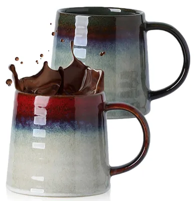 Kaffeebecher-Set 2er, 450 ml, Steingut, Keramik, mikrowellengeeignet