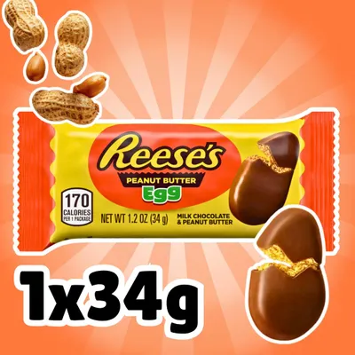 Productafbeelding van Reese's Peanut Butter Eggs 34 g – Melkchocolade ei met pindakaasvulling + Verzekering voor verzending