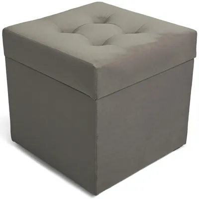 Obrázok produktu pre MG Design, šedý taburet s úložným priestorom, 45x45 cm - objem úložného priestoru 50 litrov, nosnosť do 300 kg, jemný a lesklý povrch, ľahko sa udržiava, vhodný do obývačky a predsiene
