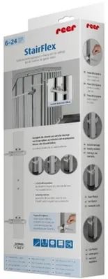 Immagine prodotto di reer StairFlex Geländerbefestigungsset, Geländerbefestigung, Zubehör, Montage von Treppengittern, Weiß, 46906