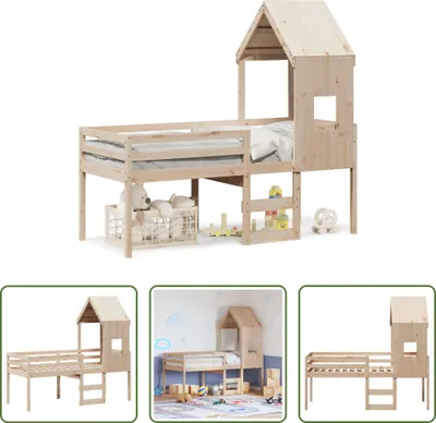 Obrázek produktu pro The Living Store Podkrovní postel se střechou 90x200 cm z masivního borovicového dřeva