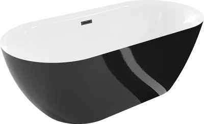 Produktbild von Mexen Roxy freistehende Badewanne 170 x 80 cm, weiß/schwarz, Überlauf schwarz - 51201708075-70