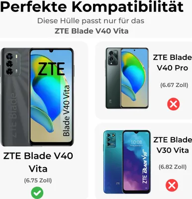 Produktbild von Outdoor Panzer Hülle für ZTE Handyhülle mit Slide Kameraschutz Ringhalter Bumper Blade V40 Vita Rot