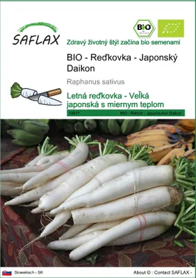 Obrázok produktu pre SAFLAX - BIO - Reďkovka - Japonský Daikon - Raphanus sativus - 100 Semená