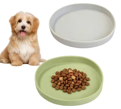 Immagine prodotto di 2 ciotole per animali domestici, in silicone, antiscivolo, verde e grigio