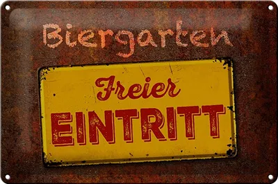 Produktbild von Blechschild Biergarten freier Eintritt, 30x20 cm, Blechschilder Spruch Getränk, Alkohol, Bier