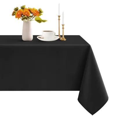 Produktbild von Tischdecke 100x100 cm schwarz quadratisch abwaschbar wasserabweisend Polyester Outdoor Garten Balkon Terrasse