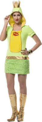 Produktbild von L3200820-46-A hell grün-gelb Damen Frosch Kleid Märchenkostüm Gr.46