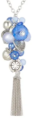 Produktbild von Bulinlin Silber Kette mit Anhänger und Quasten - Modeschmuck für Damen - Langes