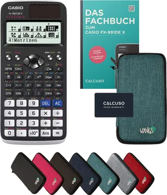 Produktbild von Casio fx-991DE X inkl. Schutztasche Türkis & Fachbuch (128 Seiten, DIN A5) – Wissenschaftlicher Rechner  – Smart Set