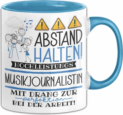 Produktbild von Musikjournalistin Tasse Geschenk Lustig Abstand Halten Hochleistungs-Musikjournalistin Mit Drang Zur Perfektion Bei Der Arbeit (Blau)