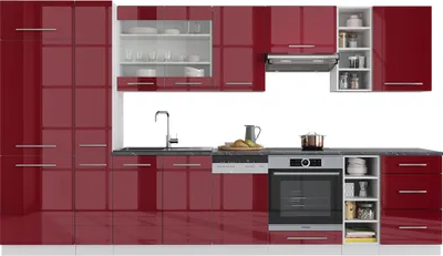 Obrázok produktu pre Kuchynská linka Vicco Fame-Line, 355 cm bez pracovnej dosky, Bordeaux vysoký lesk/biela