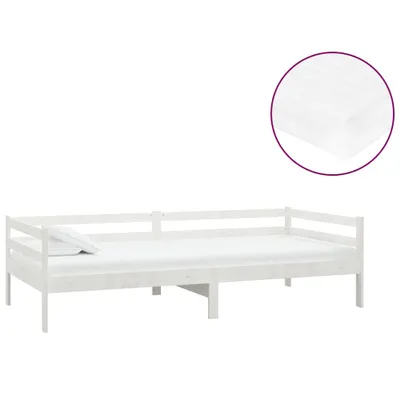 Produktbild von Tagesbett mit Matratze 90x200 cm Weiß Kiefer Massivholz