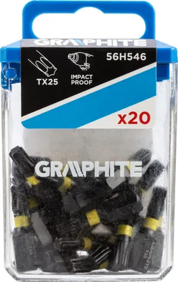 Produktbild von GRAPHITE Schlagbits TX25 x 25 mm, 20 Stück, 1/4“ Sechskant-Aufnahme, S2-Stahl