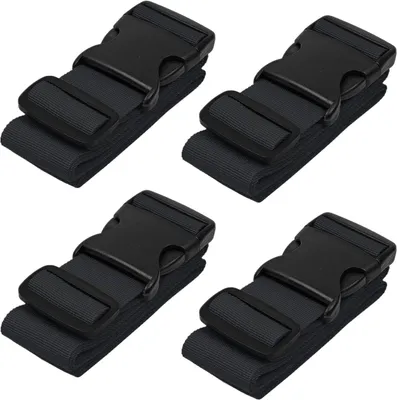 Produktbild von Gepäckgurte für Koffer – Schwarz, 4er-Pack – Premium-Nylongurte für die Gepäcksicherheit – Strapazierfähig mit verstellbarer Länge 1–2 Meter