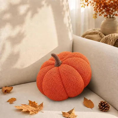 Produktbild von Kissen Kürbis S, flauschig, orange, 30x30 cm, für die Herbstdekoration