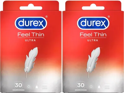 Zdjęcie produktu dla 60 sztuk prezerwatyw Durex Feel Thin Ultra Thin Love Sex Ultra Thin