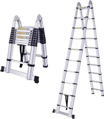 Obrázek produktu pro Teleskopický dvouramenný žebřík s kloubem - 8m, hliníkový