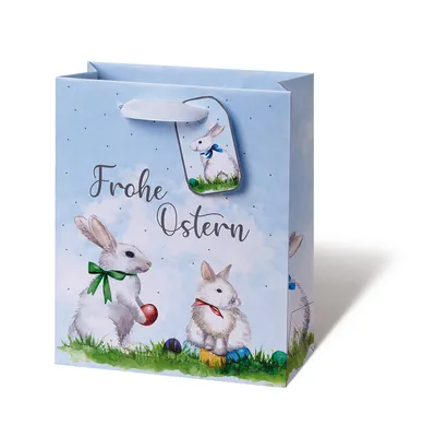 Produktbild von Geschenktasche - medium - weiße Hasen
